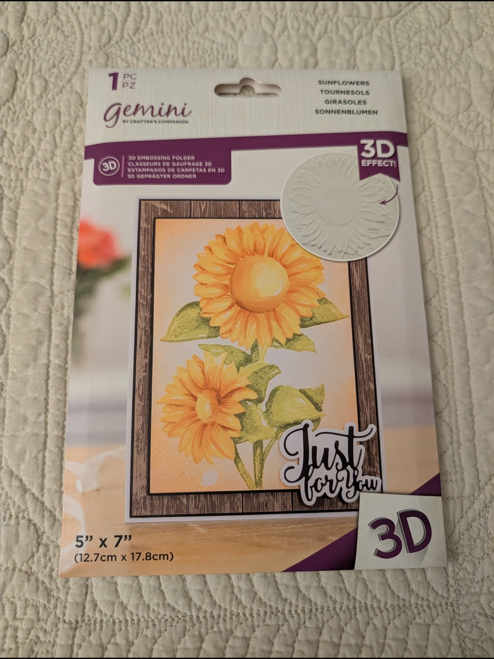 Gemini Sunflowers 3D Embossing Folder — Yellow Sunflower Design